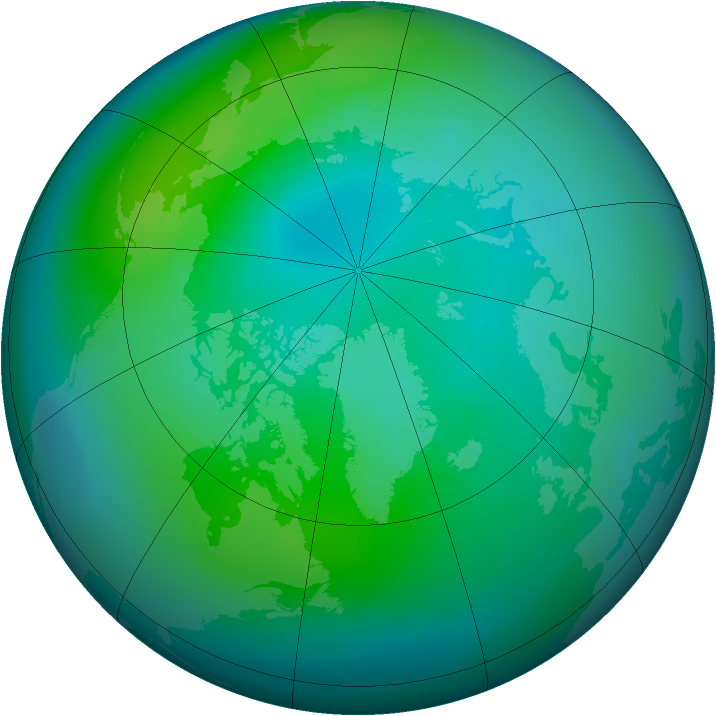 Arctic ozone map for October 1999